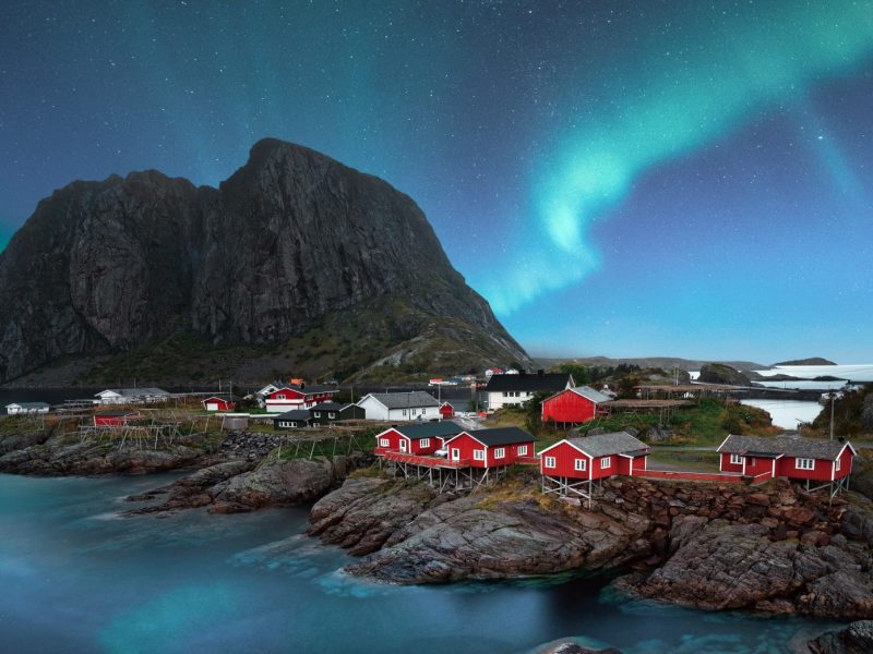 Νορβηγικές Άλπεις Νησιά Λοφότεν Aurora Borealis
